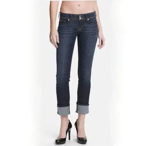 Hudson Crop Straight Leg Ginny Ankle Jeans with Cuffs - Size 28